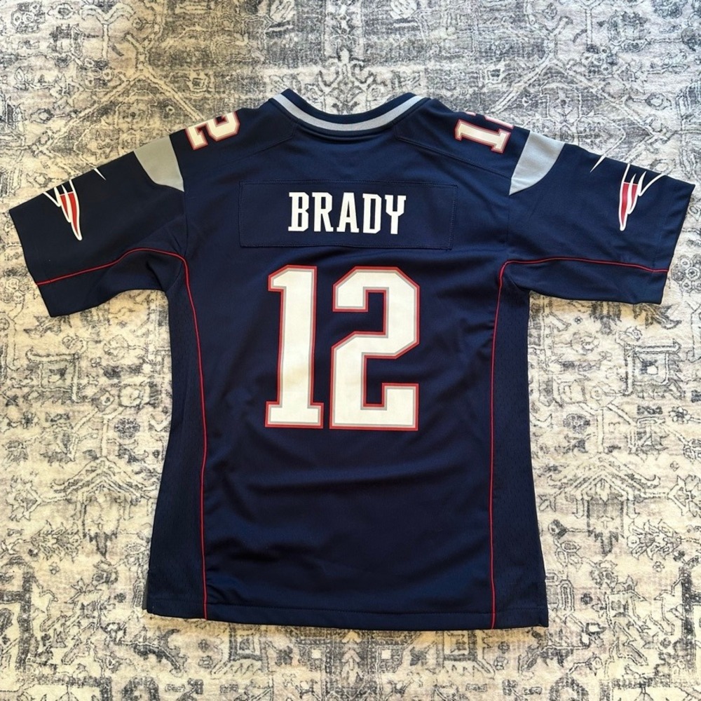 Nike Tom Brady New England Patriots Jersey Youth Large 14/16 Navy Blue 12 NFL
